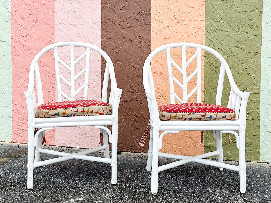 Pair of McGuire Feather Back Chairs