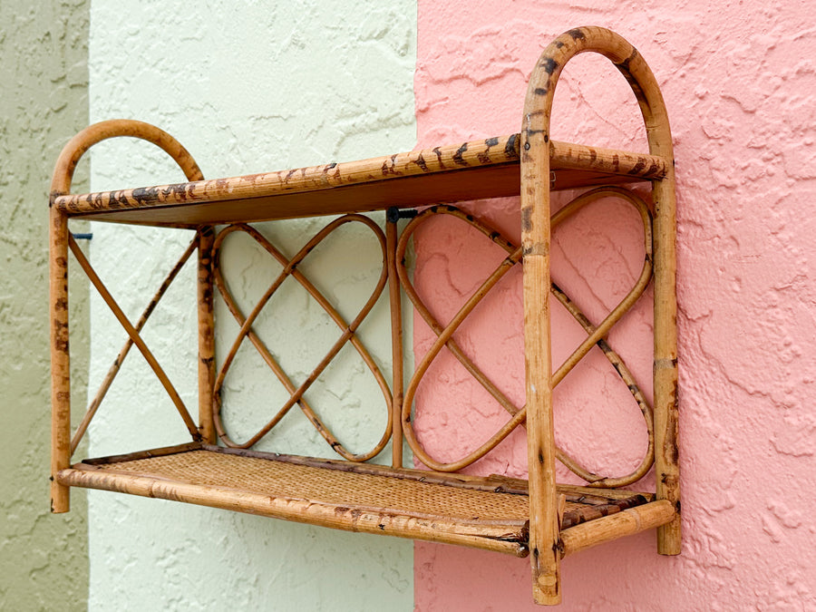 Tortoiseshell Rattan Wall Shelf