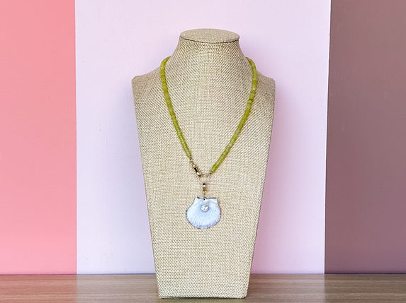 Palm Beach Regency Shell and Gemstone Necklace - Citron Jade