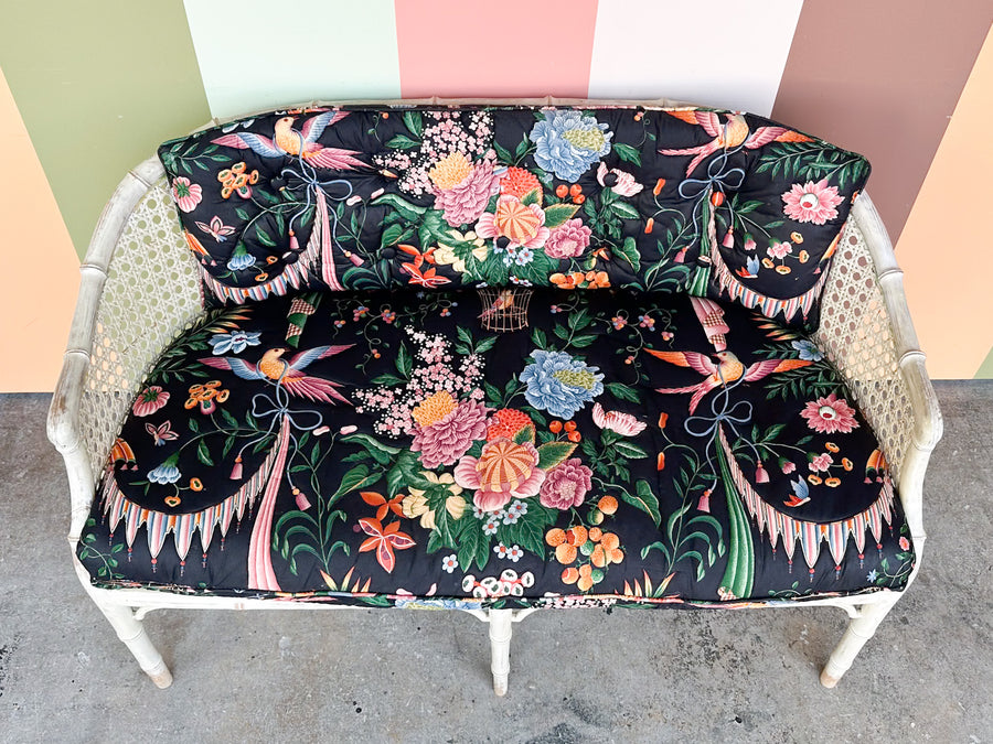 Faux Bamboo and Cane Bench