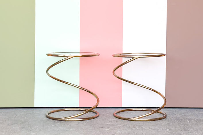 Pair of Brass Spiral Side Tables