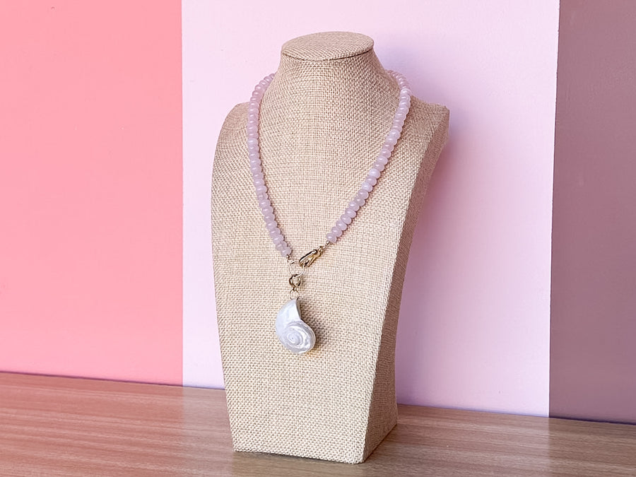 Palm Beach Regency's Rose Quartz Gemstone and Shell Necklace