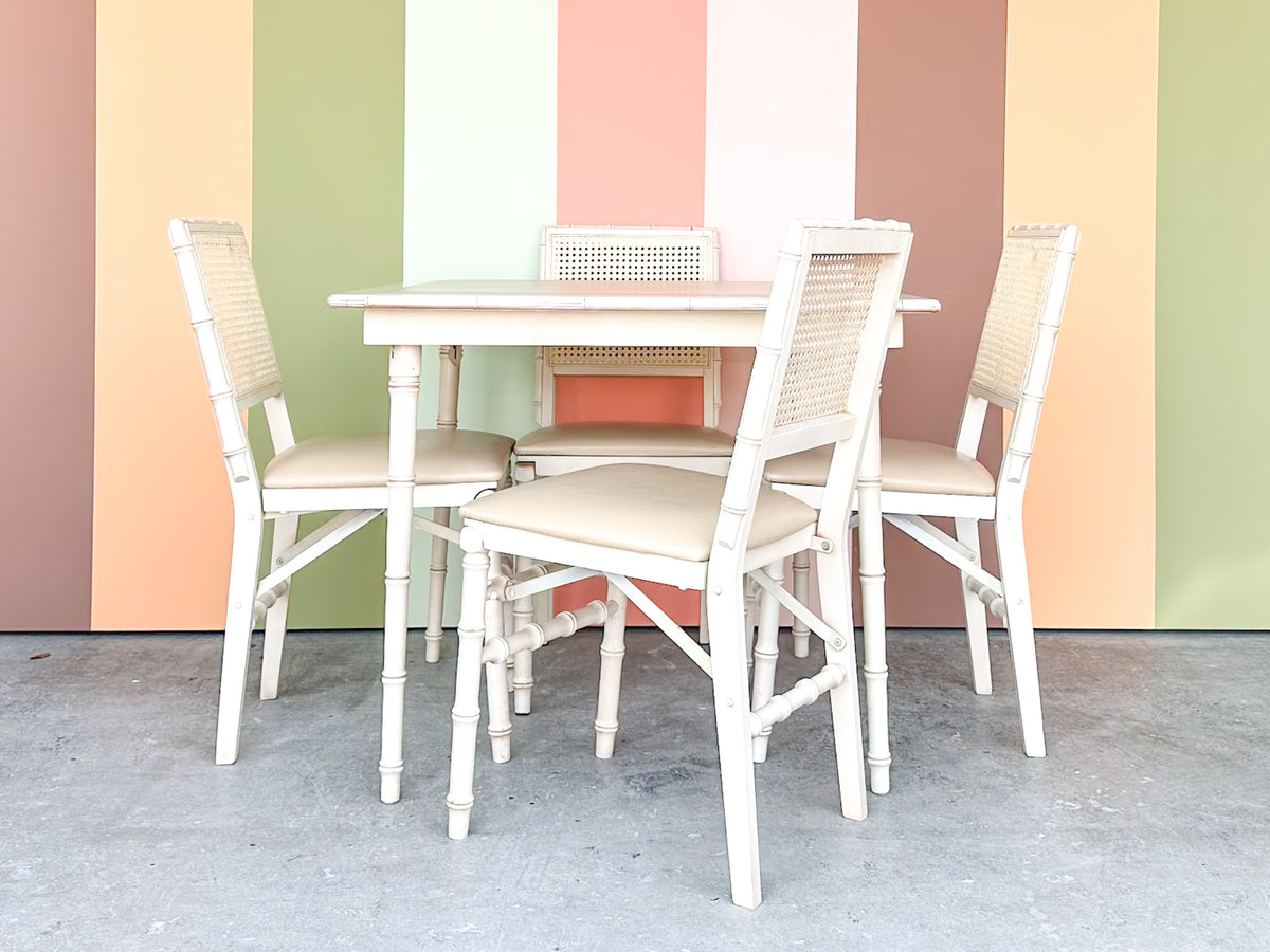 Faux Bamboo Folding Game Table and Chairs Set