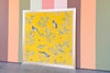 Yellow Framed Chinoiserie Fabric Panel Art