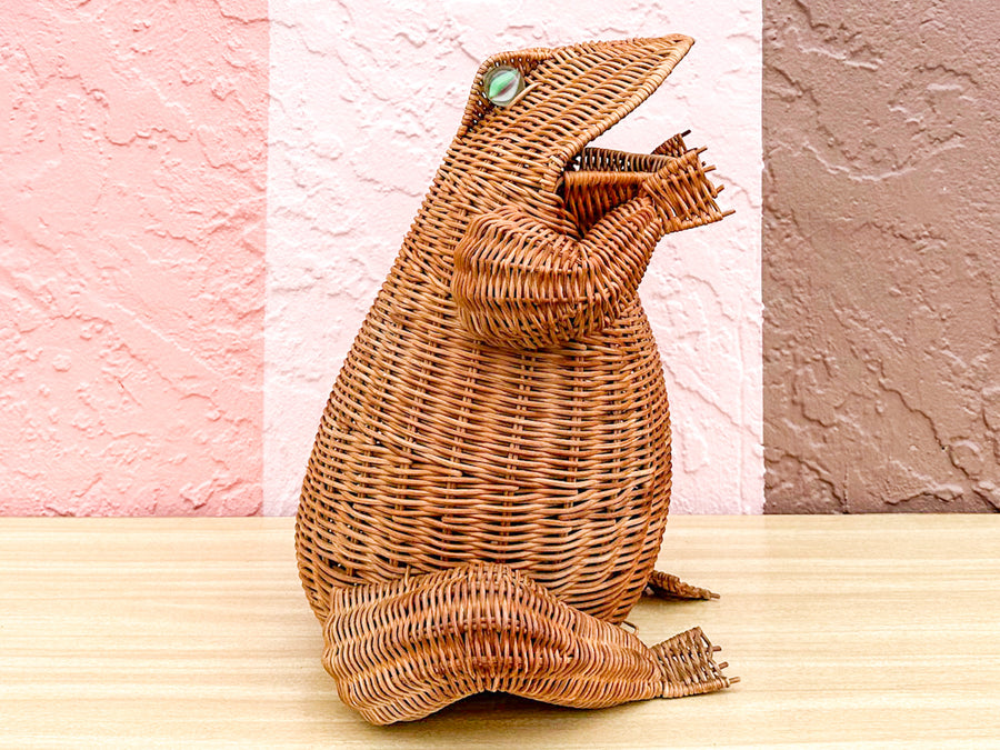 Wicker Frog Planter