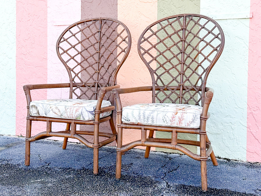 Pair of Ficks Reed Balloon Back Rattan Chairs