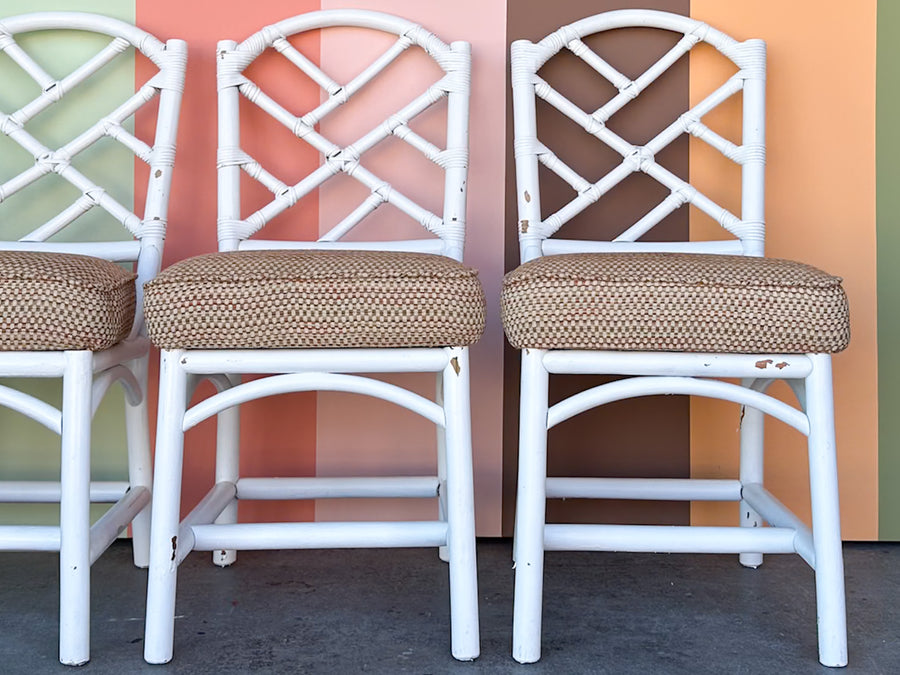 Set of Four Chippendale Rattan Dining Chairs