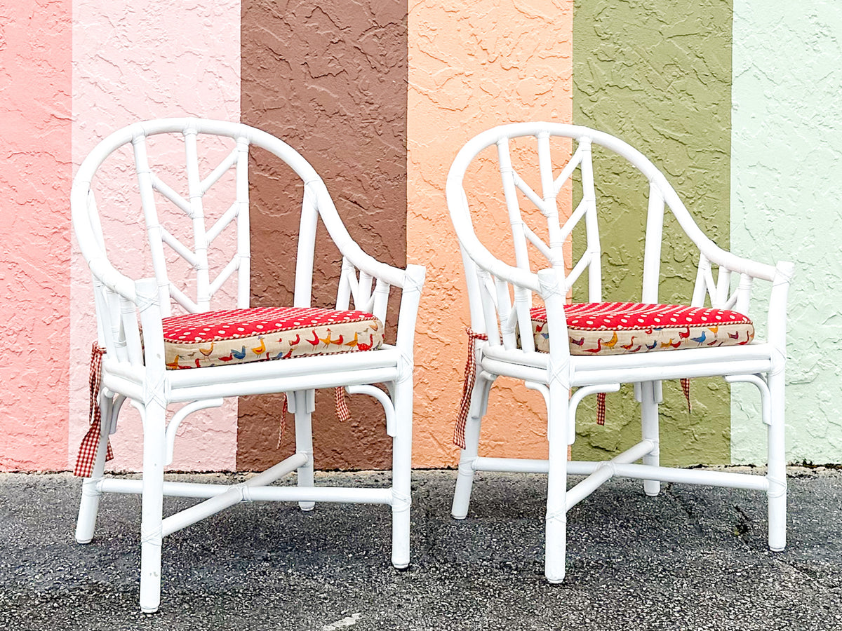 Pair of McGuire Feather Back Chairs