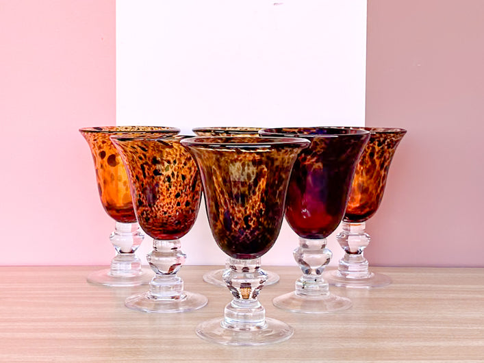 Set of Six Tortoiseshell Goblets