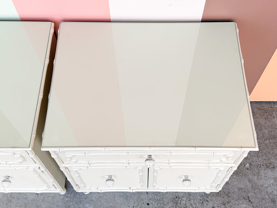 Pair of Palm Beach Style Faux Bamboo Nightstands