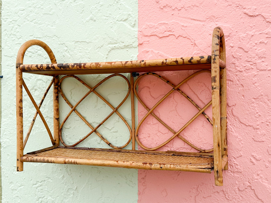 Tortoiseshell Rattan Wall Shelf