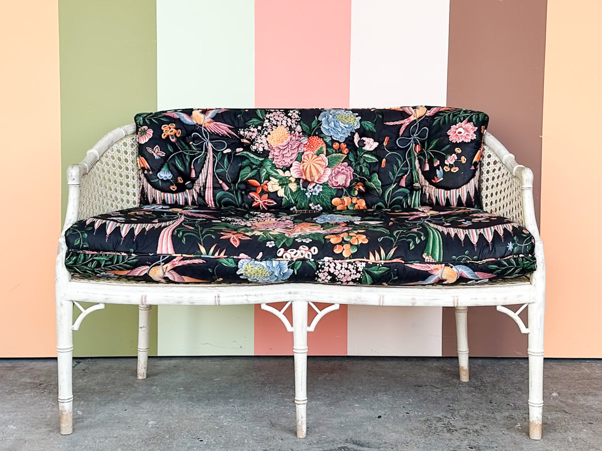 Faux Bamboo and Cane Bench