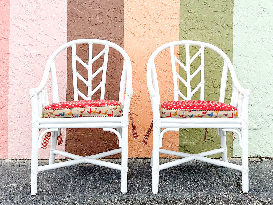 Pair of McGuire Feather Back Chairs