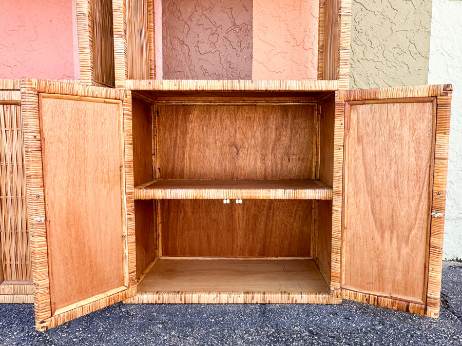 Pair of Island Style Rattan Wrapped Cabinets
