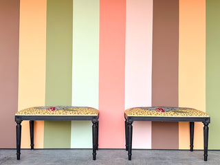 Pair of Safari Chic Needlepoint Benches
