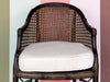 Handsome Cane and Faux Bamboo Barrel Chair