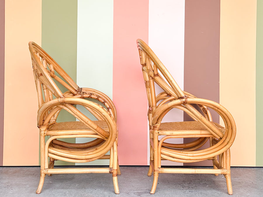 Pair of Rattan Butterfly Lounge Chairs