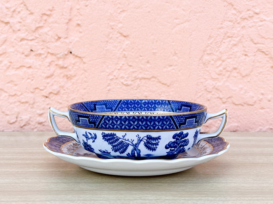 Blue and White Pagoda China Set