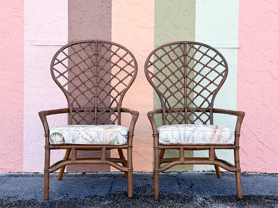 Pair of Ficks Reed Balloon Back Rattan Chairs