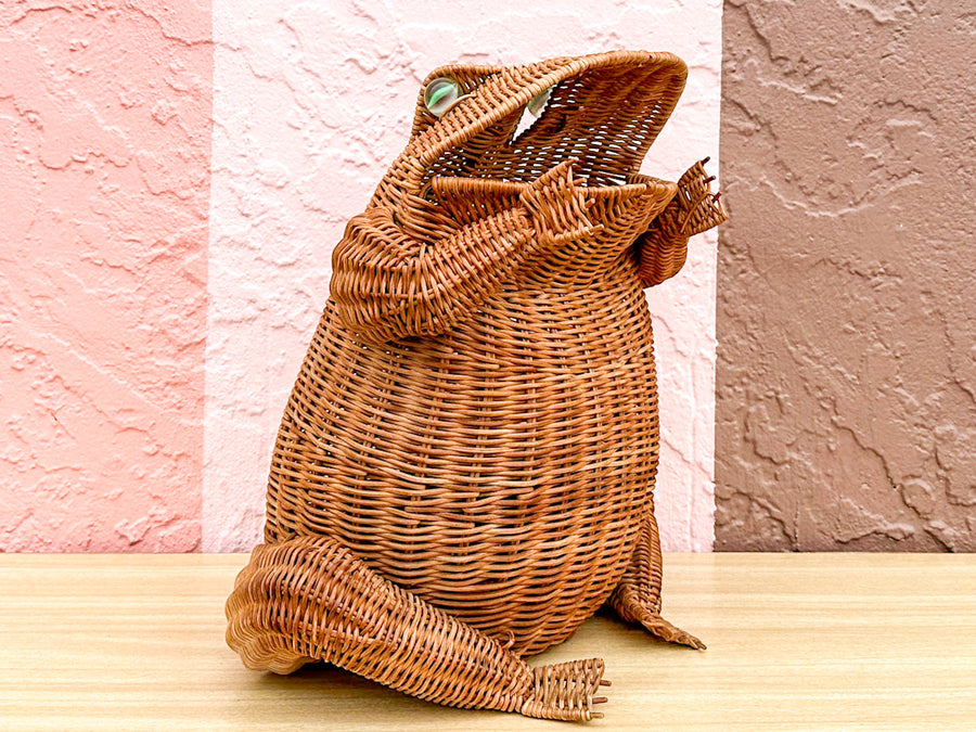 Wicker Frog Planter