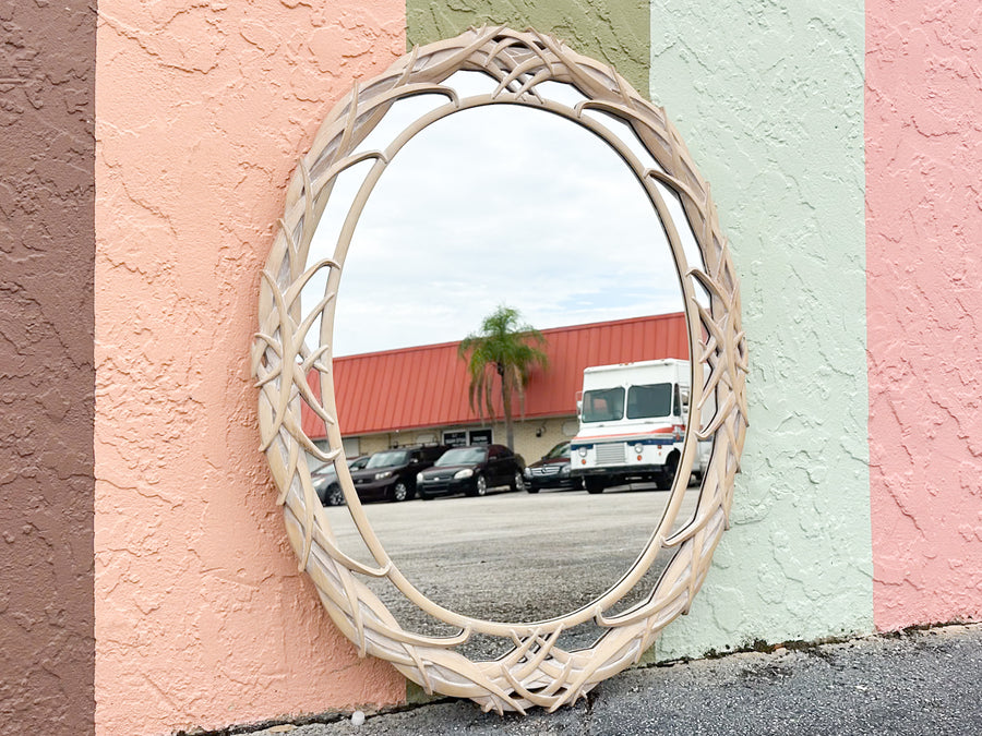 Faux Bamboo Palm Leaf Mirror