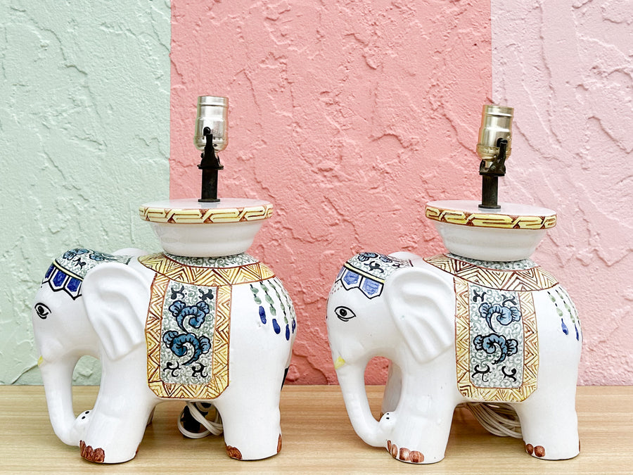 Pair of Adorable Elephant Lamps