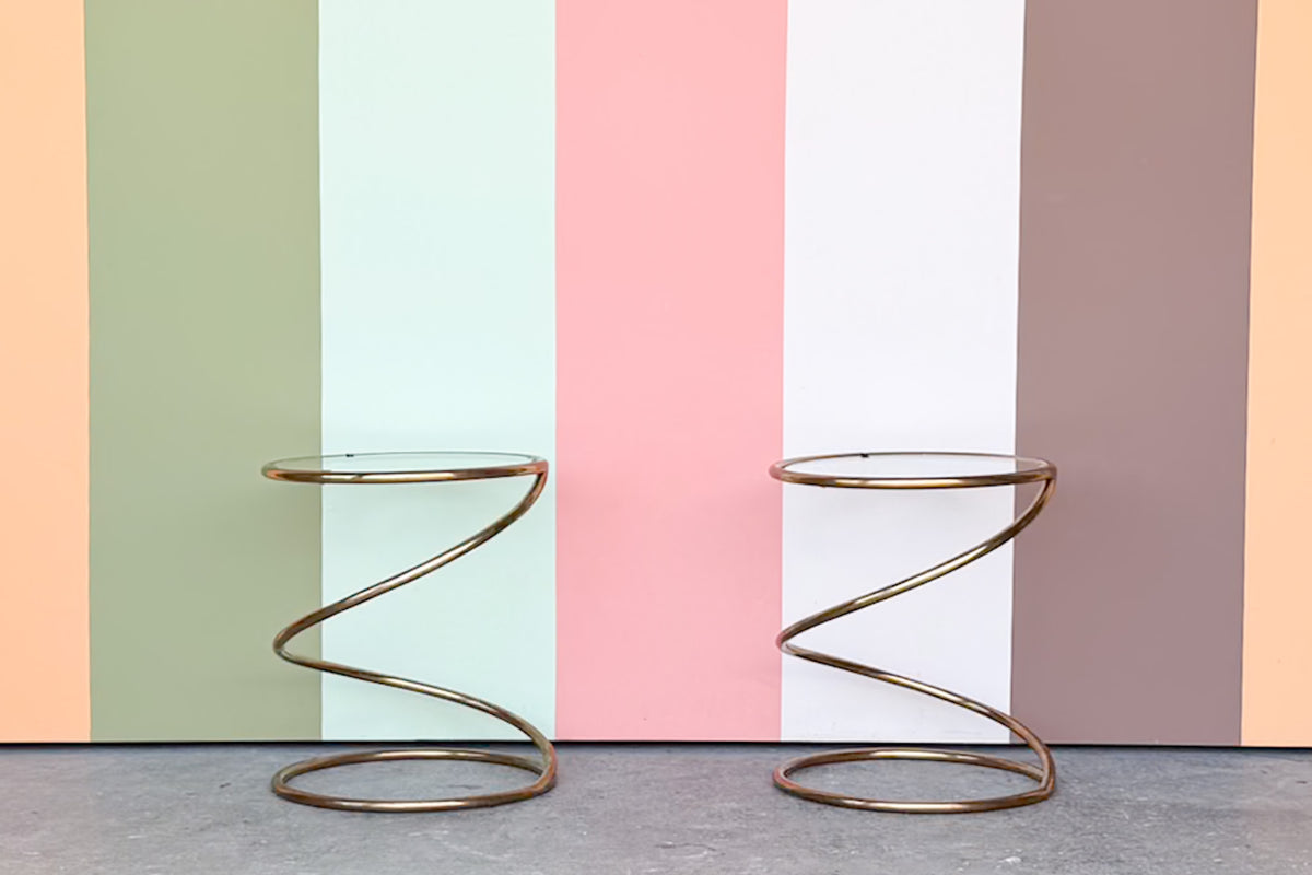 Pair of Brass Spiral Side Tables