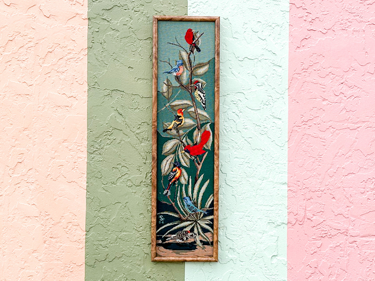 Beautiful Bird Needlepoint Framed Art