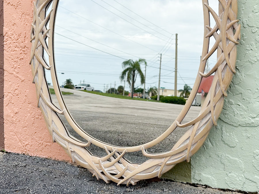 Faux Bamboo Palm Leaf Mirror