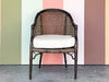 Handsome Cane and Faux Bamboo Barrel Chair