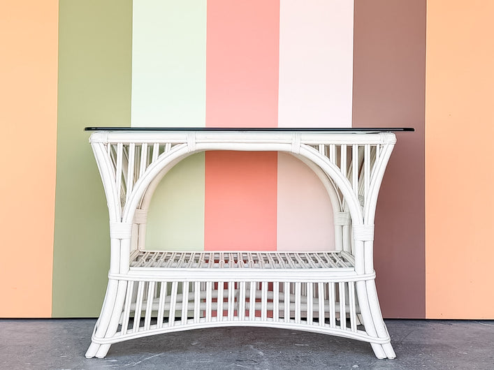 Double Pencil Reed Rattan Console