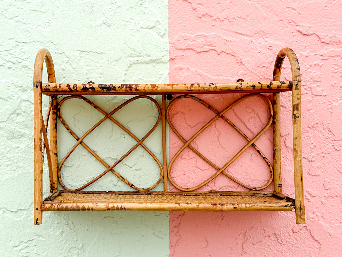 Tortoiseshell Rattan Wall Shelf