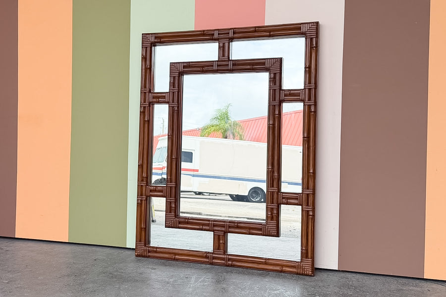 Faux Rattan Mirror