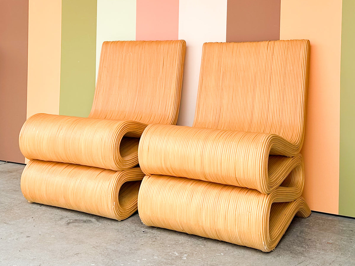 Pair of Coral Rattan Snake Chairs
