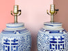 Pair of Blue and White Ginger Jar Lamps