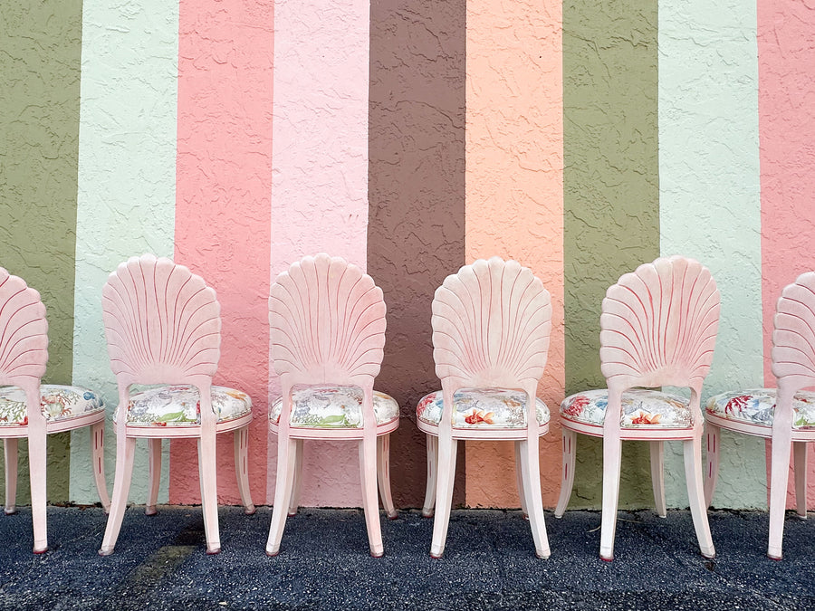 Set of Eight Shell Back Dining Chairs