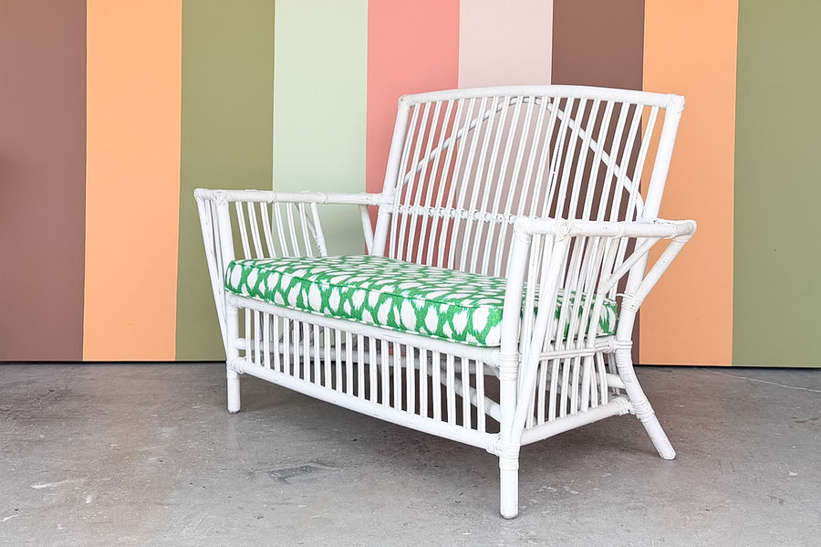 Stick Wicker Painted Loveseat