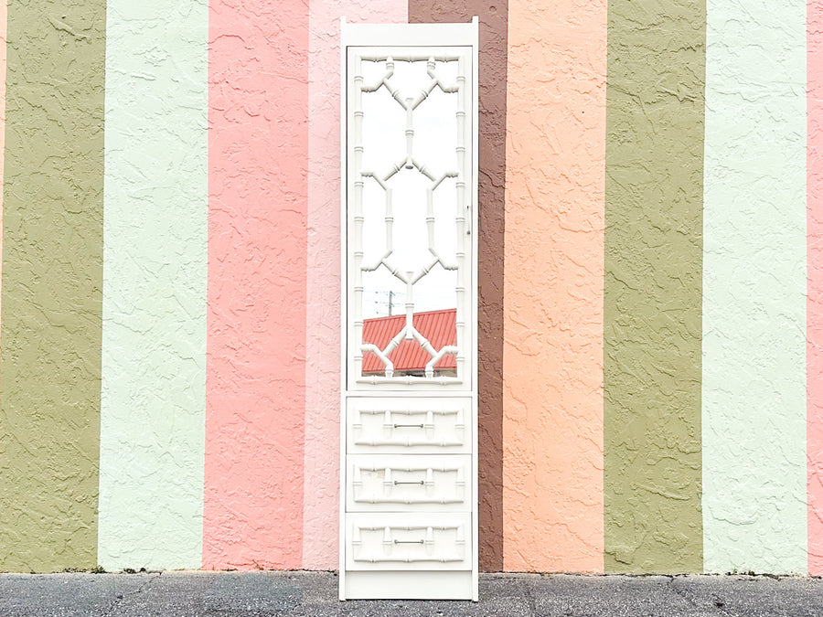 Palm Beach Faux Bamboo Mirrored Cabinet