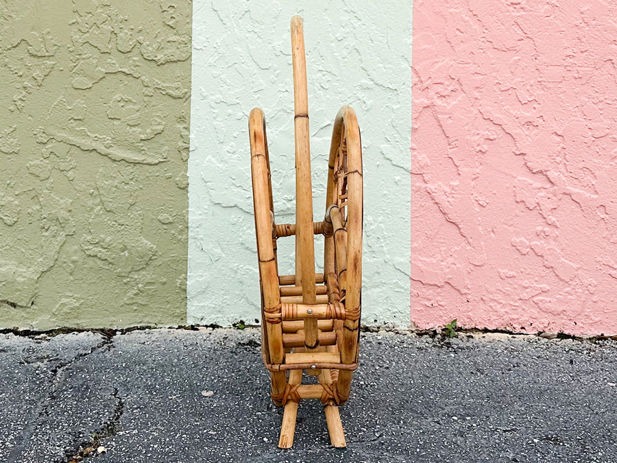 Whimsical Rattan Magazine Rack