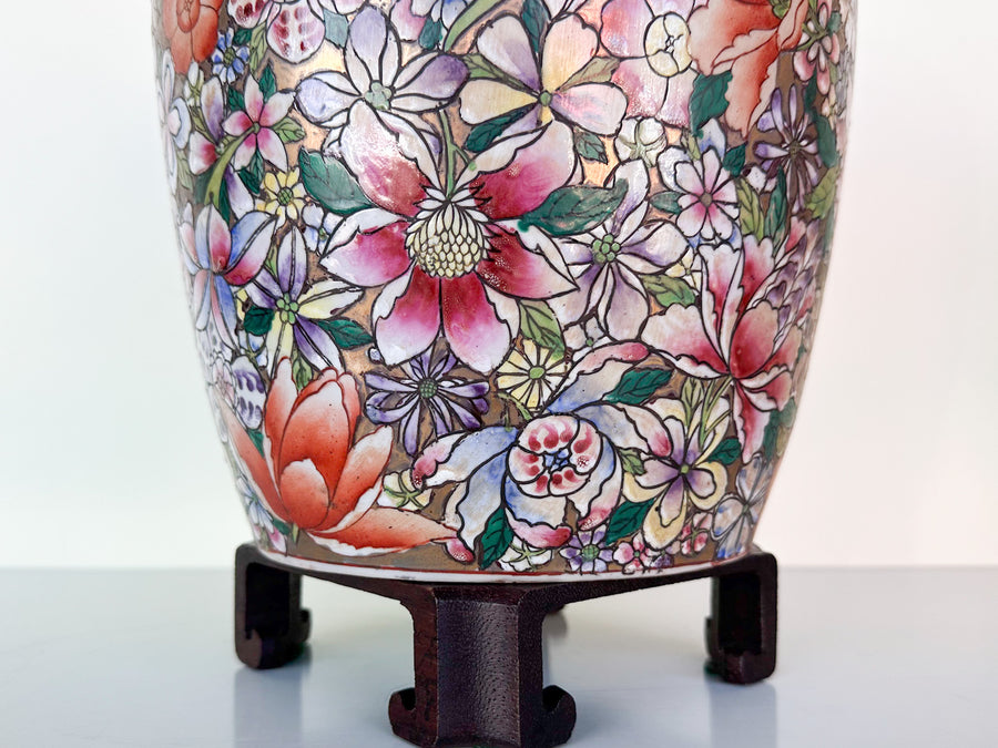 Pair of Colorful Floral Jars