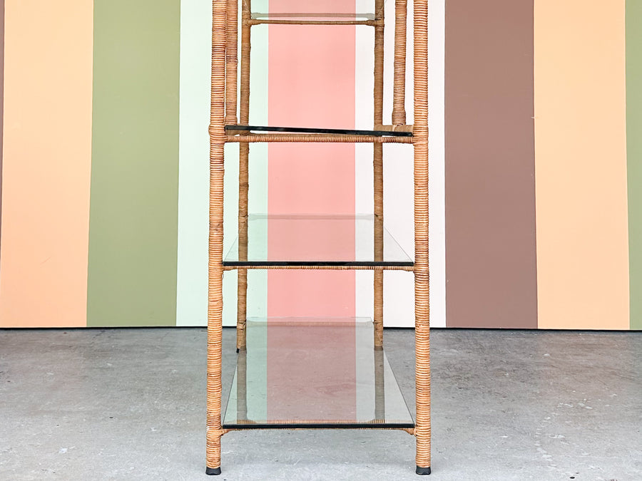 Coastal Cool Rattan Wrapped Etagere