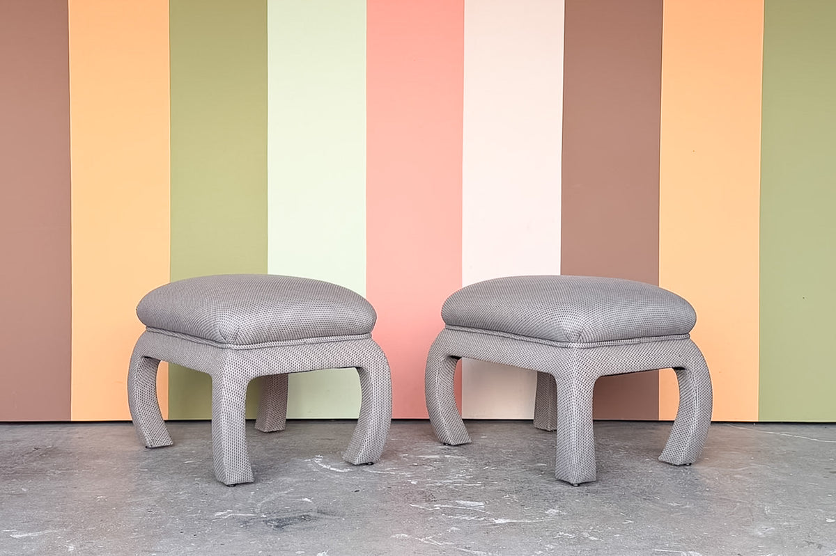 Pair of Ming Style Upholstered Stools