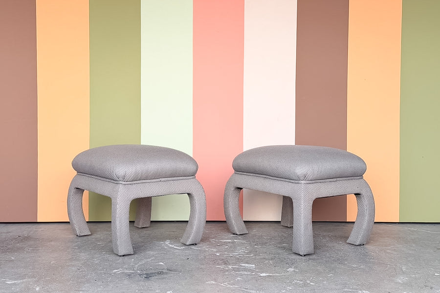 Pair of Ming Style Upholstered Stools