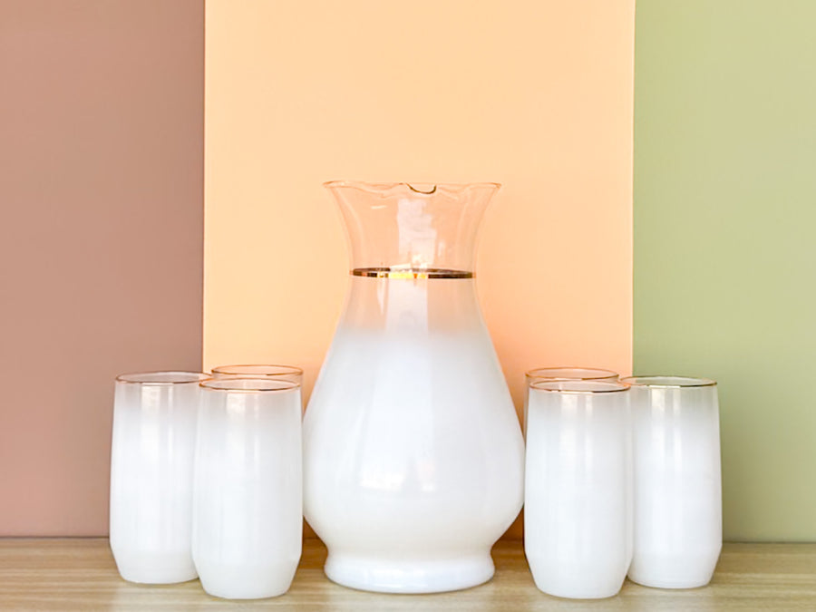 White Blendo Pitcher and Glassware Set