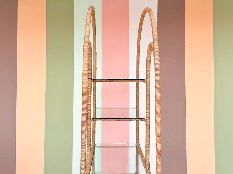 Coastal Cool Rattan Wrapped Etagere