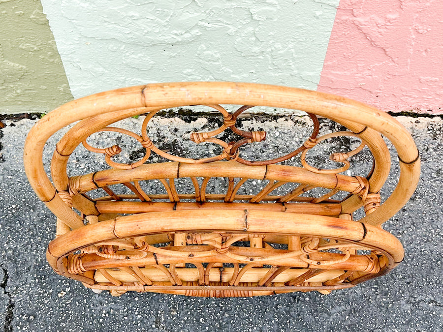 Whimsical Rattan Magazine Rack