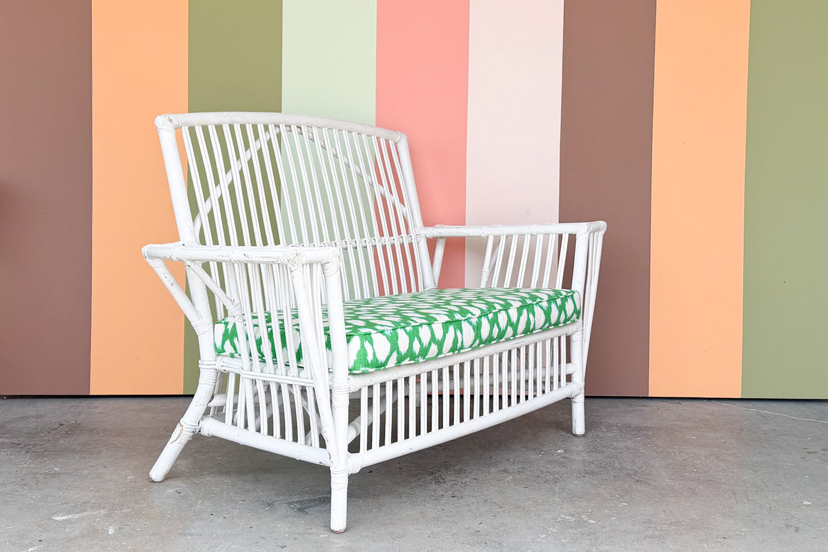 Stick Wicker Painted Loveseat