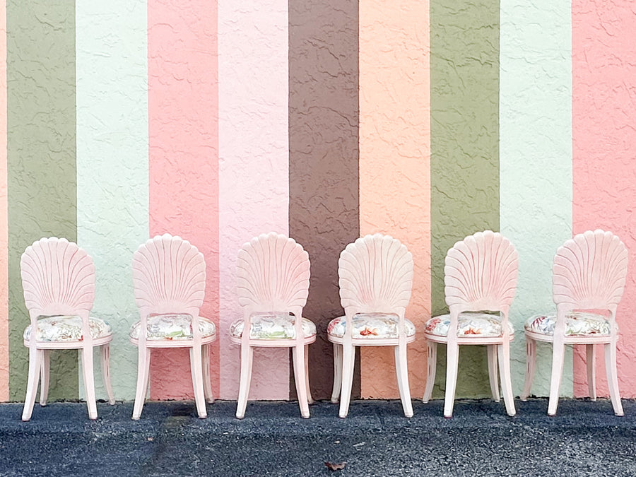 Set of Eight Shell Back Dining Chairs