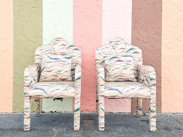 Pair of Art Deco Chic Upholstered Chairs