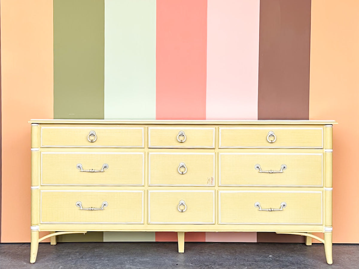 Yellow Thomasville Faux Bamboo Dresser